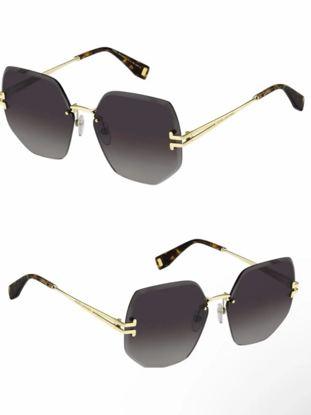 Marc Jacobs Rimless Geometric Sunglasses MJ 1090/S Gold Havana NWOT